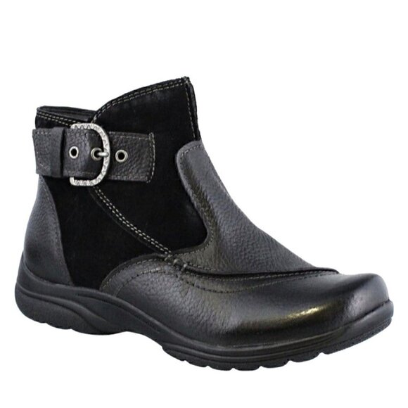 Earth Origins Dayton Black Leather Slip On Ankle & Booties Boots … - Picture 1 of 2